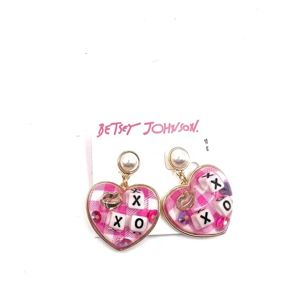 Betsey Johnson | Jewelry | Xoxo Pink Heart Earrings Betsy  display picture 3